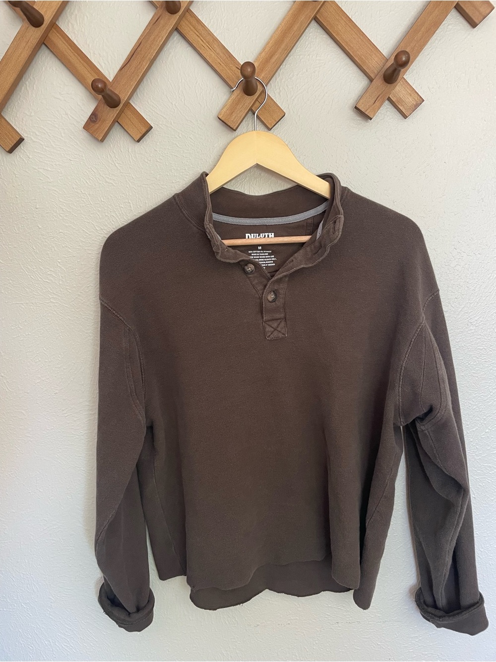 Duluth Trading Co Brown Long-Sleeve Henley Top